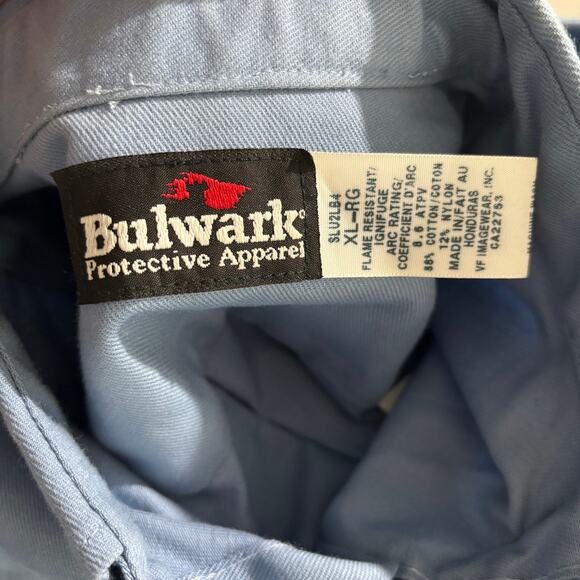 Bulwark Button Down Protective Apparel Men Size XL Blue Flame Resistant Shirt* - Picture 3 of 13